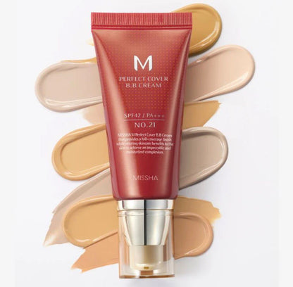 MISSHA M Perfect Cover BB Cream 50ml – Whitening, Brightening, Full Coverage Concealer Foundation & Makeup Base for Natural Finish